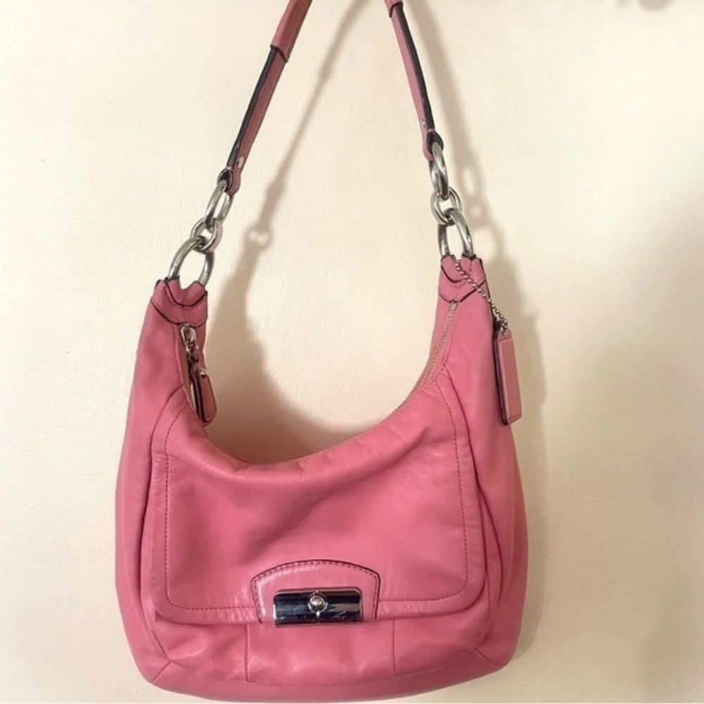 COACH KRISTIN LEATHER Rose/Silver LARGE HOBO F22309 $458 Retail